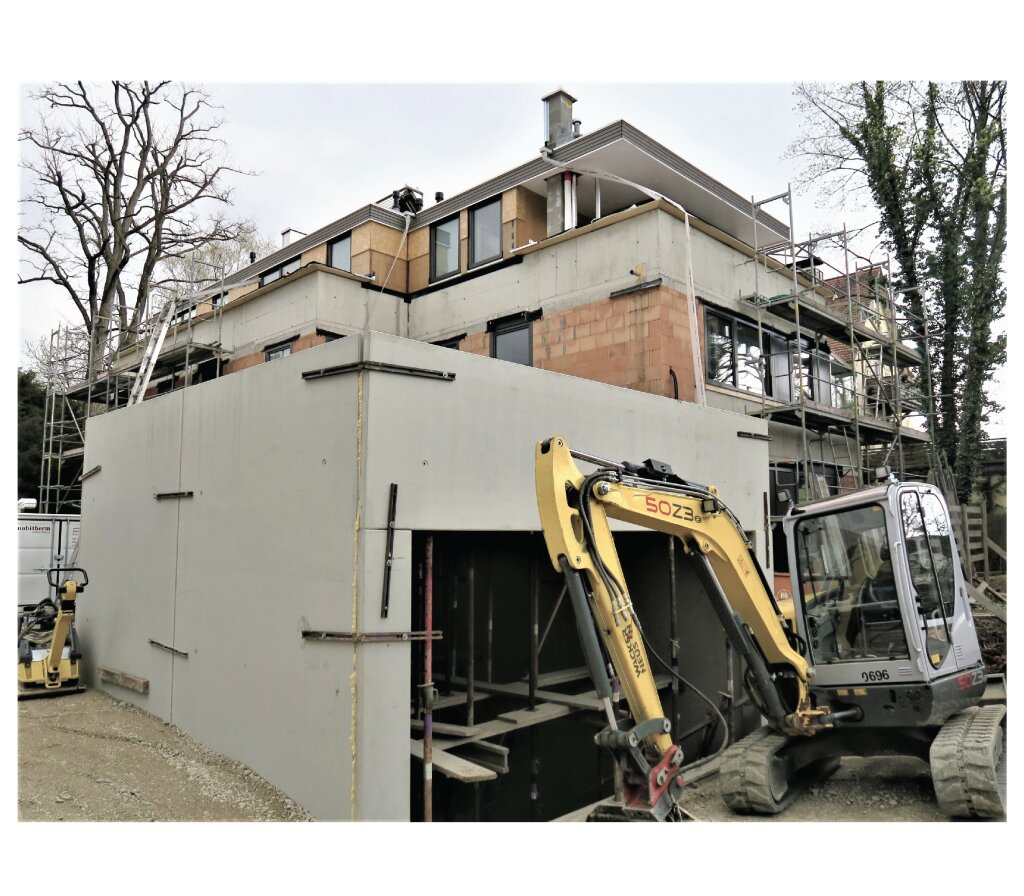 Baustellenfoto des Mehrfamilienhauses in München.